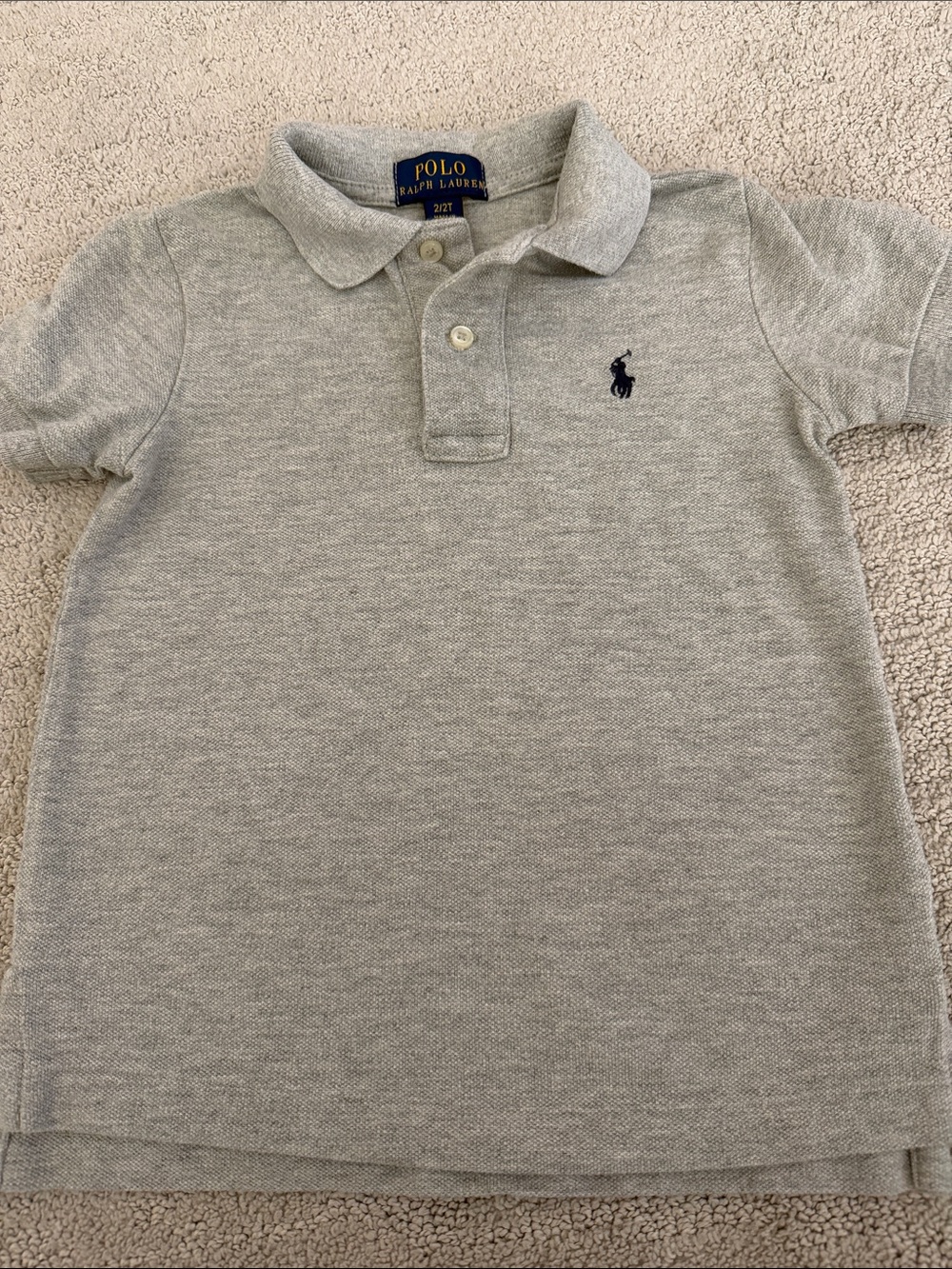 Polo by Ralph Lauren Boys' Heather Gray Polo with Navy Pony